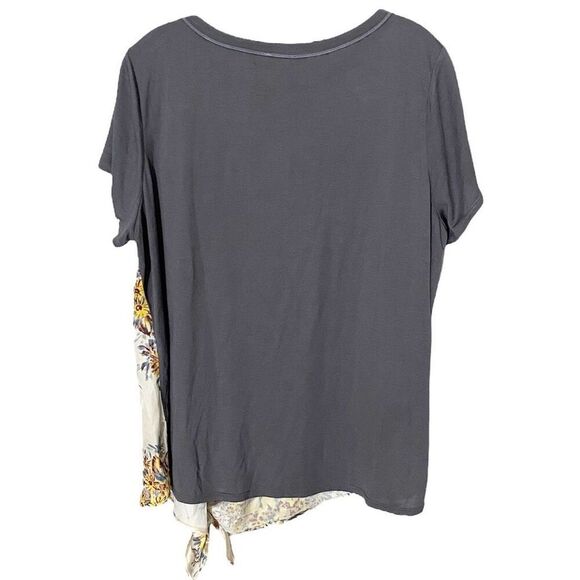 Anthropologie Tiny Satin Front Mixed Print Tie Front Tee Shirt NWT Size Large - Picture 4 of 8